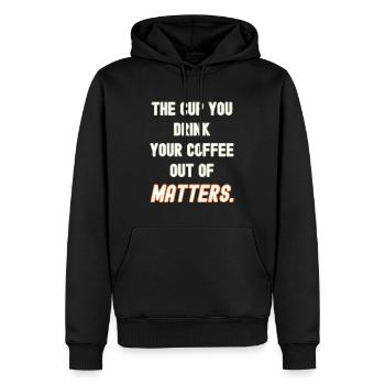 Your coffee cup matters - Men’s Premium Organic Hoodie - black - Front - Nico (187cm)