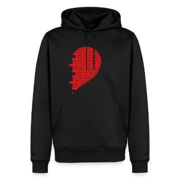Passende Paare Halbherz Valentinstag Rot 1 - Männer Premium Bio Hoodie - Schwarz - Vorne - Nico (187cm)