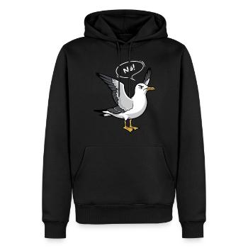 "Nope" Seagull - Nordsee Design - Men’s Premium Organic Hoodie - black - Front - Nico (187cm)