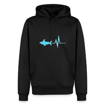 EKG Shark / requin - Sweat à capuche Premium bio Homme - noir - Devant - Nico (187cm)