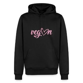 Veganer Herz - Tierliebe, Tierschutz & Vegan - Männer Premium Bio Hoodie - Schwarz - Vorne - Nico (187cm)