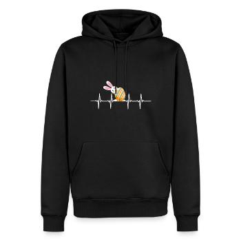 Lapin de Pâques Heartbeat Oeuf de Pâques Pâques Pâques Pâques - Sweat à capuche Premium bio Homme - noir - Devant - Nico (187cm)