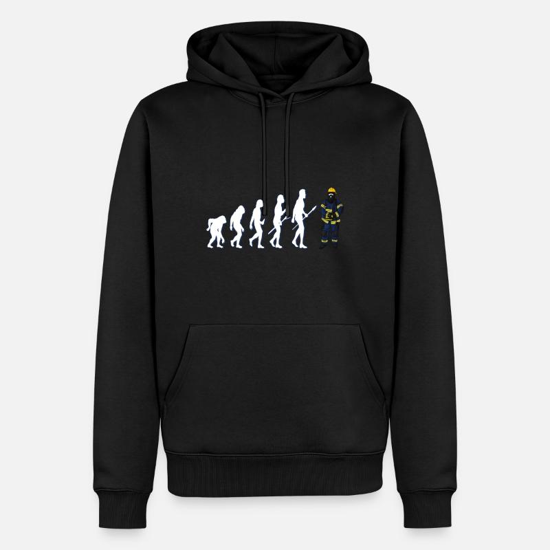 Evolution Feuerwehrmann - Männer Premium Bio Hoodie - Schwarz
