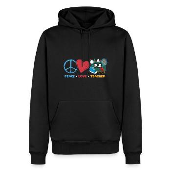 Vintage Peace Love Professeur d’éducation physique Une forme physique - Sweat à capuche Premium bio Homme - noir - Devant - Nico (187cm)