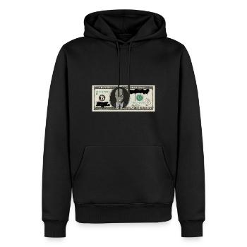 Bitcoin Crypto Dollar - Männer Premium Bio Hoodie - Schwarz - Vorne - Nico (187cm)