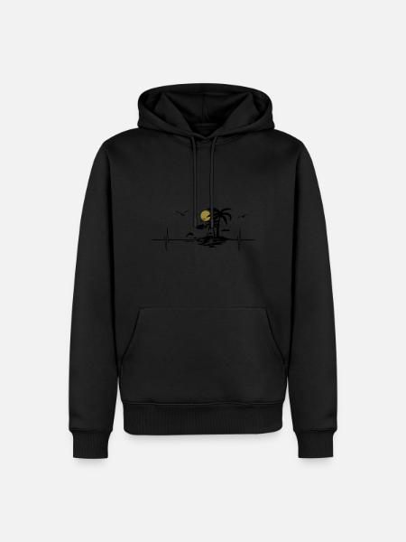 Beach Ocean Sunset Heartbeat - Men’s Premium Organic Hoodie - 
