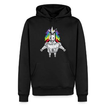 Einhorn Muskeln - Männer Premium Bio Hoodie - Schwarz - Vorne - Nico (187cm)