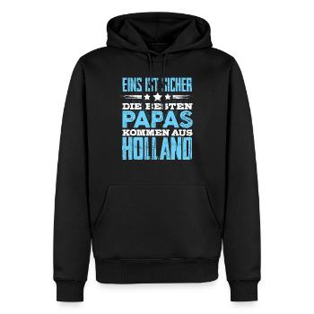 HOLLAND - papa - Männer Premium Bio Hoodie - Schwarz - Vorne - Nico (187cm)