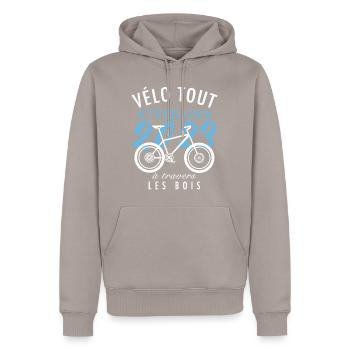 Vélo tout terrain à travers les bois - Sweat à capuche Premium bio Homme - taupe - Devant - Nico (187cm)