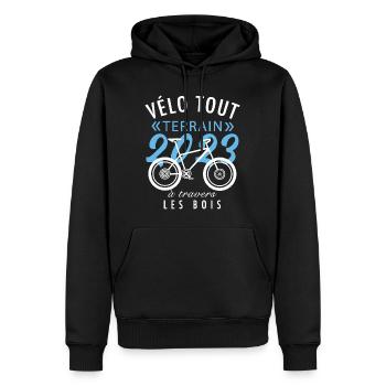 Vélo tout terrain à travers les bois - Sweat à capuche Premium bio Homme - noir - Devant - Nico (187cm)