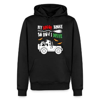 My Broom Broke So Now I Drive Jeeps - Männer Premium Bio Hoodie - Schwarz - Vorne - Nico (187cm)