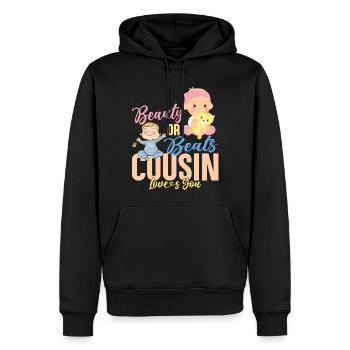 famille, sexe, révéler, fille, - Sweat à capuche Premium bio Homme - noir - Devant - Nico (187cm)