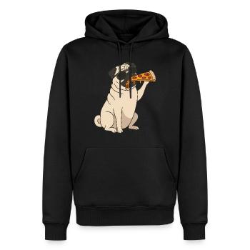 Carlin mangeant de la pizza drôle - Sweat à capuche Premium bio Homme - noir - Devant - Nico (187cm)