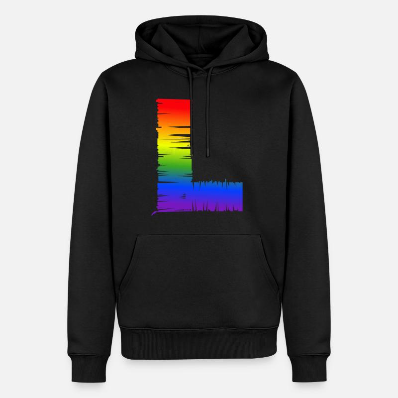 Regenbogen-L - Männer Premium Bio Hoodie - Schwarz