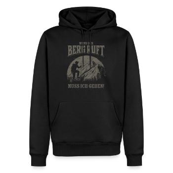 Mountain is calling - Der Berg ruft RAHMENLOS - Männer Premium Bio Hoodie - Schwarz - Vorne - Nico (187cm)