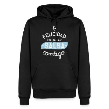 GLÜCK IST MIT IHNEN SALSA DANCE - Männer Premium Bio Hoodie - Schwarz - Vorne - Nico (187cm)