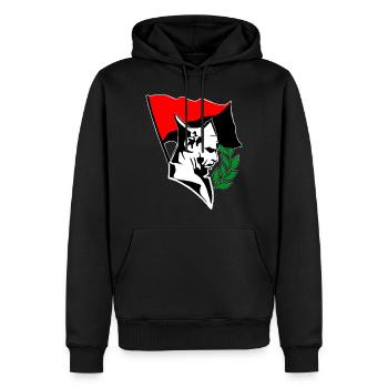 Durruti - Anarchy Flag - Männer Premium Bio Hoodie - Schwarz - Vorne - Nico (187cm)