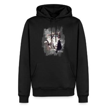 Les Chatons - Sweat à capuche Premium bio Homme - noir - Devant - Nico (187cm)