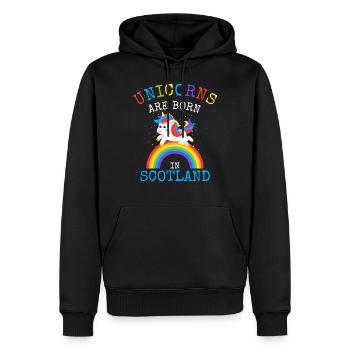 Les licornes sont nées en Écosse.Scottish Unicorn Kid - Sweat à capuche Premium bio Homme - noir - Devant - Nico (187cm)