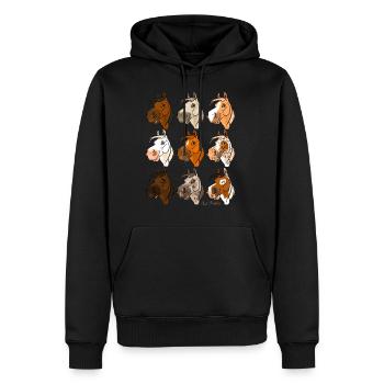 Collection chevaux "Coquins", les 9! - Sweat à capuche Premium bio Homme - noir - Devant - Nico (187cm)