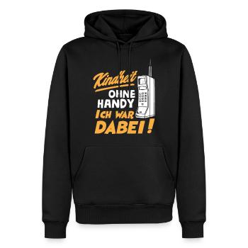 Kindheit ohne Handy ich war dabei - Männer Premium Bio Hoodie - Schwarz - Vorne - Nico (187cm)