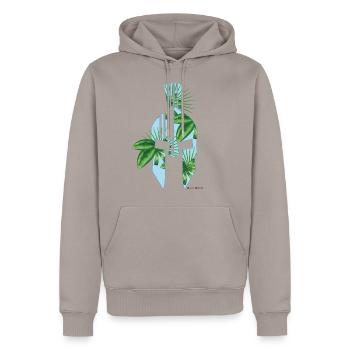 Jungle urbaine | La lumière bleue - Sweat à capuche Premium bio Homme - taupe - Devant - Nico (187cm)