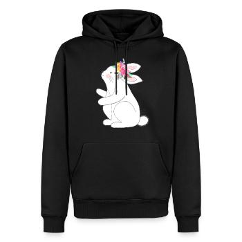 Little with flowers - Men’s Premium Organic Hoodie - black - Front - Nico (187cm)
