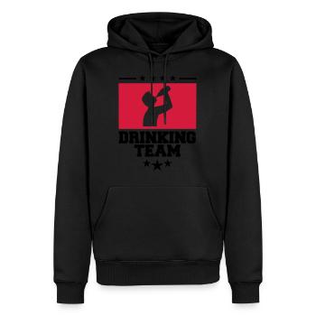 wappen cool logo text alkohol bier sau - Männer Premium Bio Hoodie - Schwarz - Vorne - Nico (187cm)