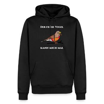 Le lève-tôt - Sweat à capuche Premium bio Homme - noir - Devant - Nico (187cm)