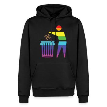 Against Nazis - Men’s Premium Organic Hoodie - black - Front - Nico (187cm)