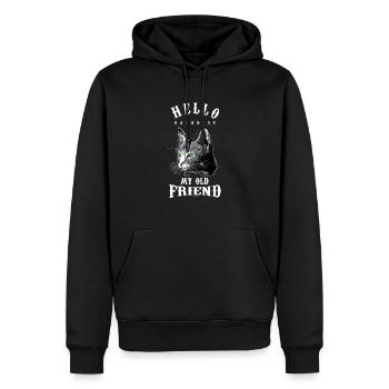 Hello Darkness My Old Friend Funny Cat Lovers Cat - Men’s Premium Organic Hoodie - black - Front - Nico (187cm)