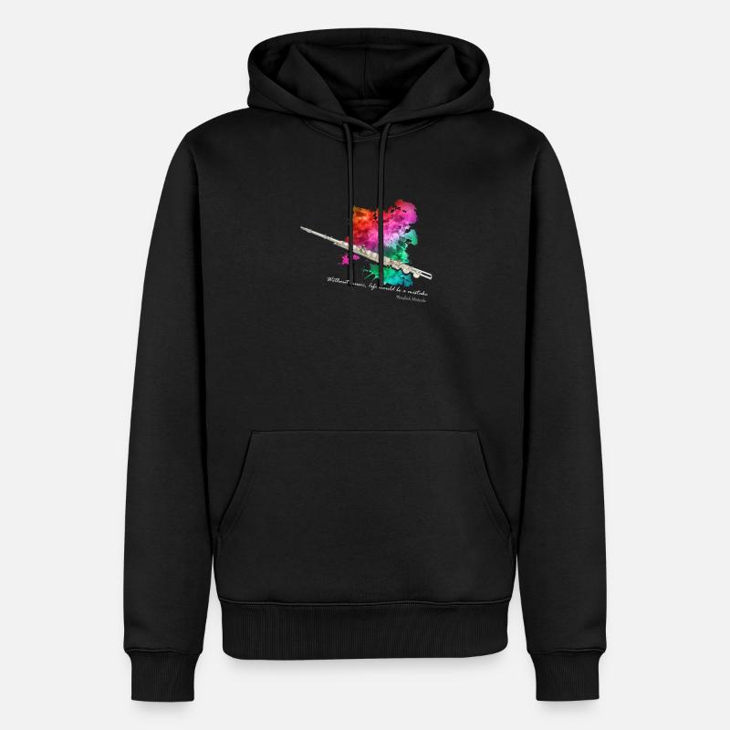Querfloete in einer Farbexplosion - Männer Premium Bio Hoodie - Schwarz