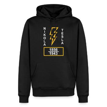 Nikola Tesla Visionary - Men’s Premium Organic Hoodie - black - Front - Nico (187cm)