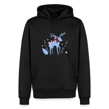 Kind schlummert auf Reh - Männer Premium Bio Hoodie - Schwarz - Vorne - Nico (187cm)