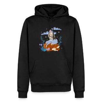 Süße Tiere schlafen im Wald - Männer Premium Bio Hoodie - Schwarz - Vorne - Nico (187cm)