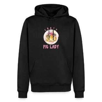 Crazy Pig Lady Cavy Cochon d'Inde Domestique Maigre - Sweat à capuche Premium bio Homme - noir - Devant - Nico (187cm)