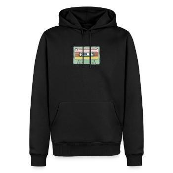 Bande Cassette Rétro - Sweat à capuche Premium bio Homme - noir - Devant - Nico (187cm)