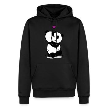 Panda Amour - Sweat à capuche Premium bio Homme - noir - Devant - Nico (187cm)