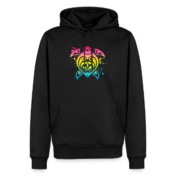 Schildkröte-bunter Sommer-Strand Hawaii Honolulu Tiki - Männer Premium Bio Hoodie - Schwarz - Vorne - Nico (187cm)