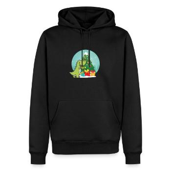 Dino Arbre de Noël Dinosaure Action de grâces - Sweat à capuche Premium bio Homme - noir - Devant - Nico (187cm)