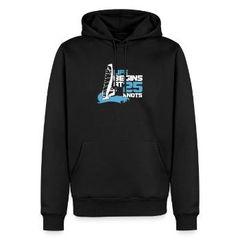 Watersports Sailboarding Windsurfers Life Begins - Men’s Premium Organic Hoodie - black - Front - Nico (187cm)