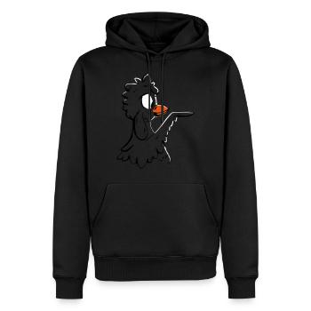 le poulet pointe à droite - Sweat à capuche Premium bio Homme - noir - Devant - Nico (187cm)