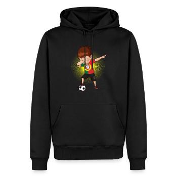 Football Portugais Portugal Footballeur - Sweat à capuche Premium bio Homme - noir - Devant - Nico (187cm)