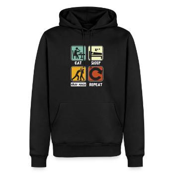 Mangez sommeil Krav Maga Répéter le combat d’arts martiaux - Sweat à capuche Premium bio Homme - noir - Devant - Nico (187cm)