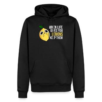 Citron disant - Sweat à capuche Premium bio Homme - noir - Devant - Nico (187cm)