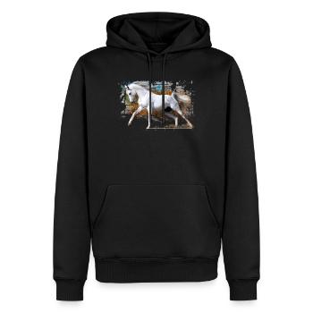 Cheval beauty - Cadeau - Sweat à capuche Premium bio Homme - noir - Devant - Nico (187cm)