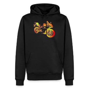 Silhouette de moto - Sweat à capuche Premium bio Homme - noir - Devant - Nico (187cm)