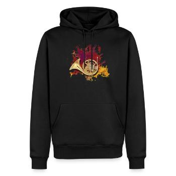 Waldhorn - Männer Premium Bio Hoodie - Schwarz - Vorne - Nico (187cm)