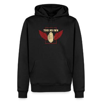 American Football Ball with Wings - Sweat à capuche Premium bio Homme - noir - Devant - Nico (187cm)