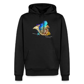 Horn - Männer Premium Bio Hoodie - Schwarz - Vorne - Nico (187cm)